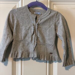 Mayoral Gray Ruffle Cardigan Silver Metallic Details Size 18 months